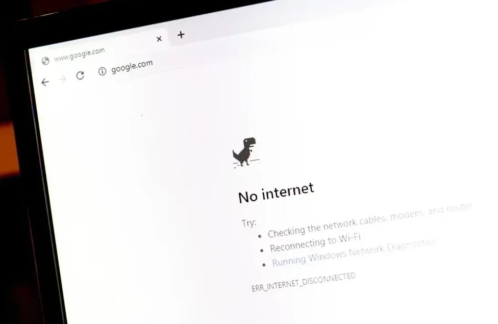 Google Chrome greška nema interneta sa dinosaurusom.