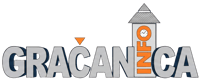 Logo "Gračanica INFO" sa sat-kulom.