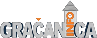 Logotip sa natpisom "GRACANICA INFO" i stiliziranim tornjem sata.