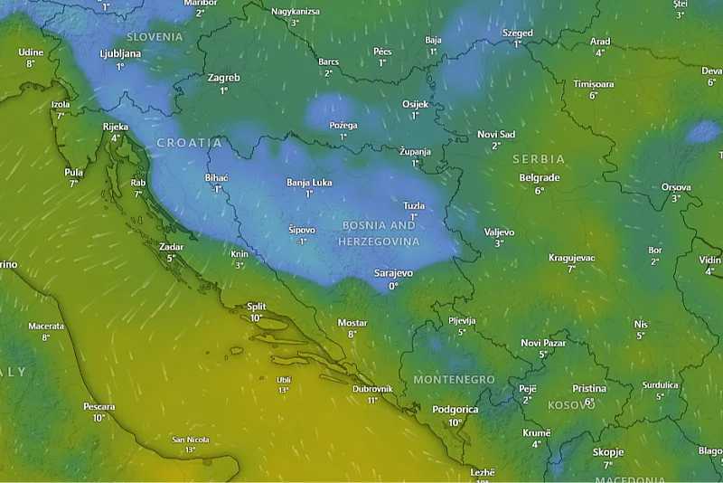 Hladni talas zraka približava se BiH: Krajem sedmice osjetno zahlađenje i snijeg