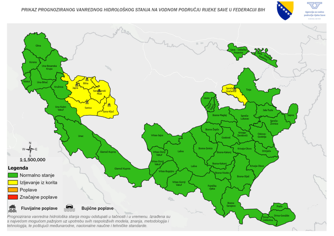 Prognoza vanrednog hidrološkog stanja za period 8.1.-11.1.2025. godine