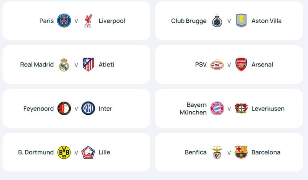 Izvučeni parovi osmine finala Lige prvaka