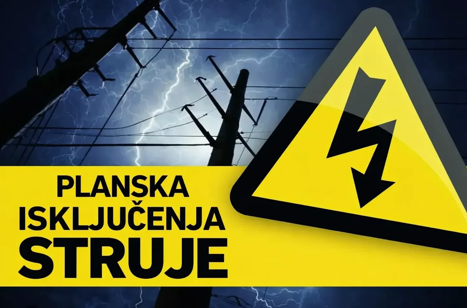 Znak upozorenja na visoki napon sa munjom u pozadini.