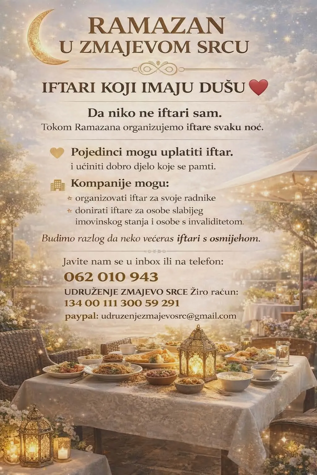 Udruženje ‘Zmajevo Srce’ organizuje iftare za građane i poziva na podršku