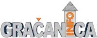 Logo "Gračanica INFO" sa sat-kulom.