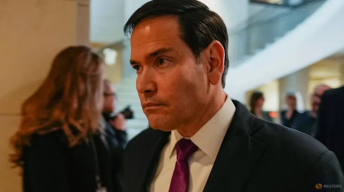 Sen. Marco Rubio in a suit and tie looks forward.