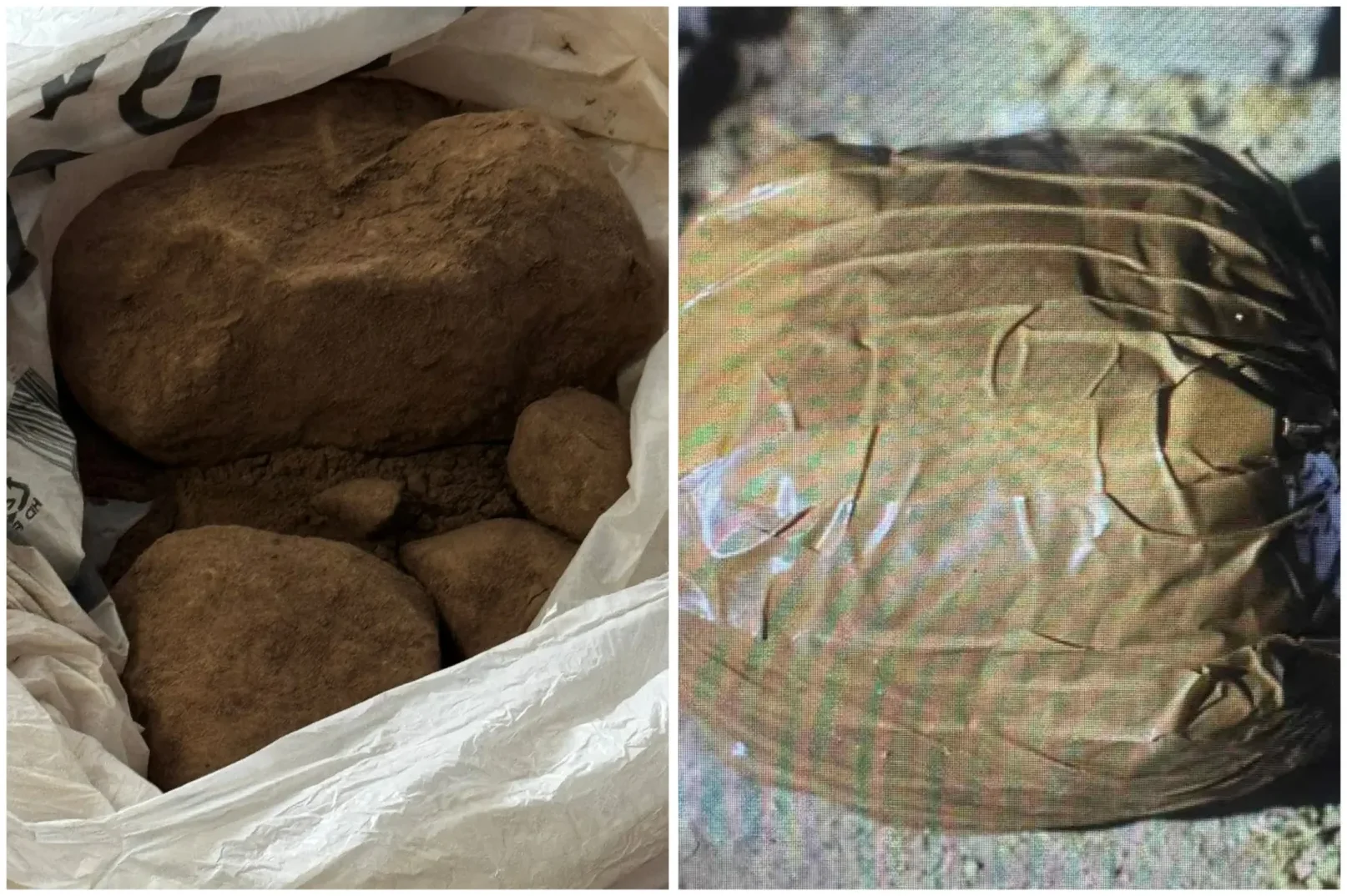 Sirovine za izradu droge pronađene u vreći i omotane smeđom trakom.