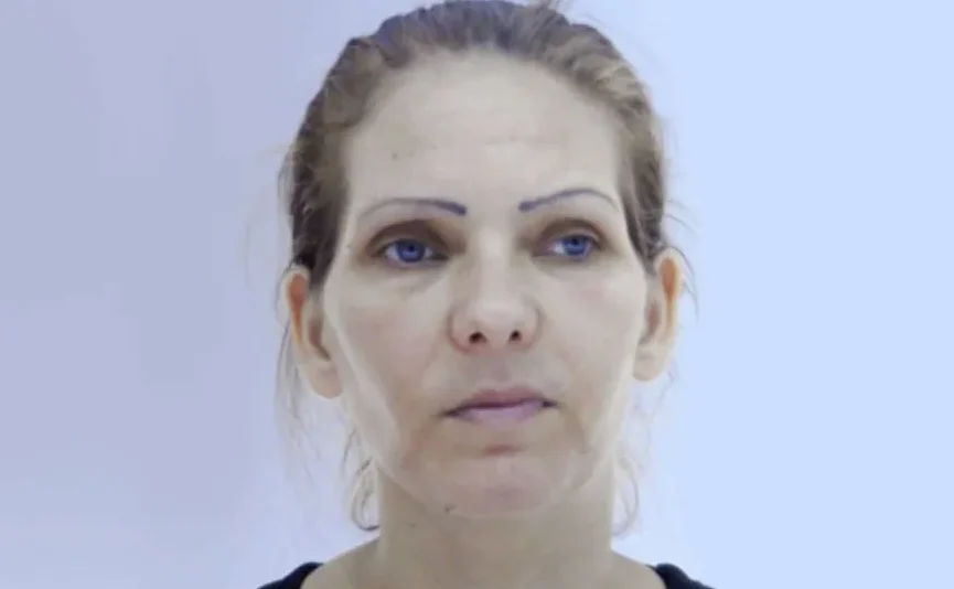 Portret žene sa plavim očima i smeđom kosom