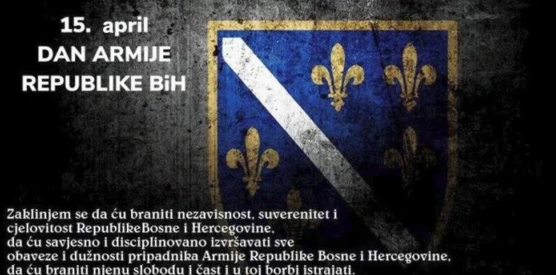 15. april Dan Armije Republike BiH sa grbom Bosne i Hercegovine