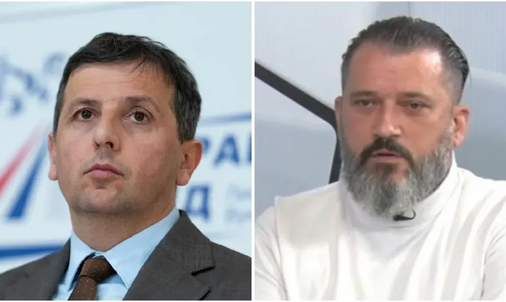 Dvojna fotografija dvojice muškaraca, lijevo političar u odijelu, desno muškarac sa bradom