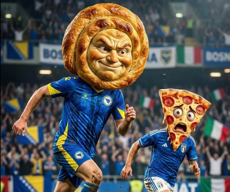 Burek “pobijedio” pizzu: Fotografija koja je nasmijala BiH nakon istorijske pobjede Zmajeva nad Italijom