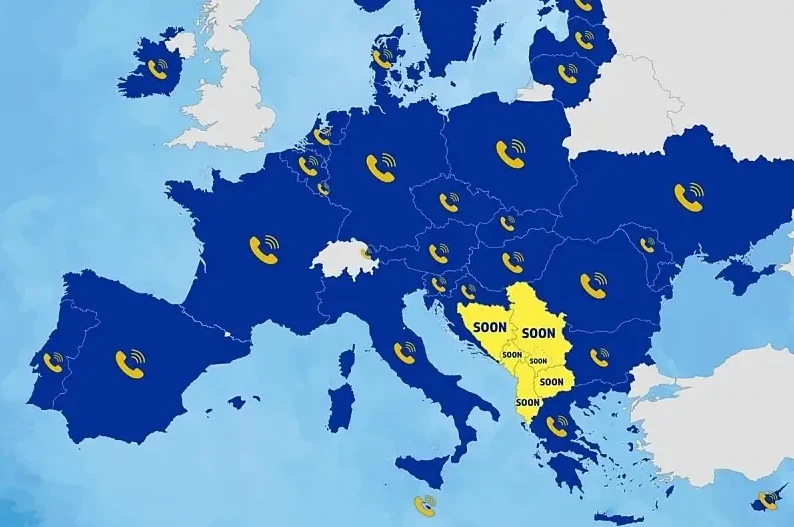 Mapa Evrope sa označenim zemljama koje će uskoro dobiti bolju mobilnu pokrivenost ili će im biti uvedene nove usluge.