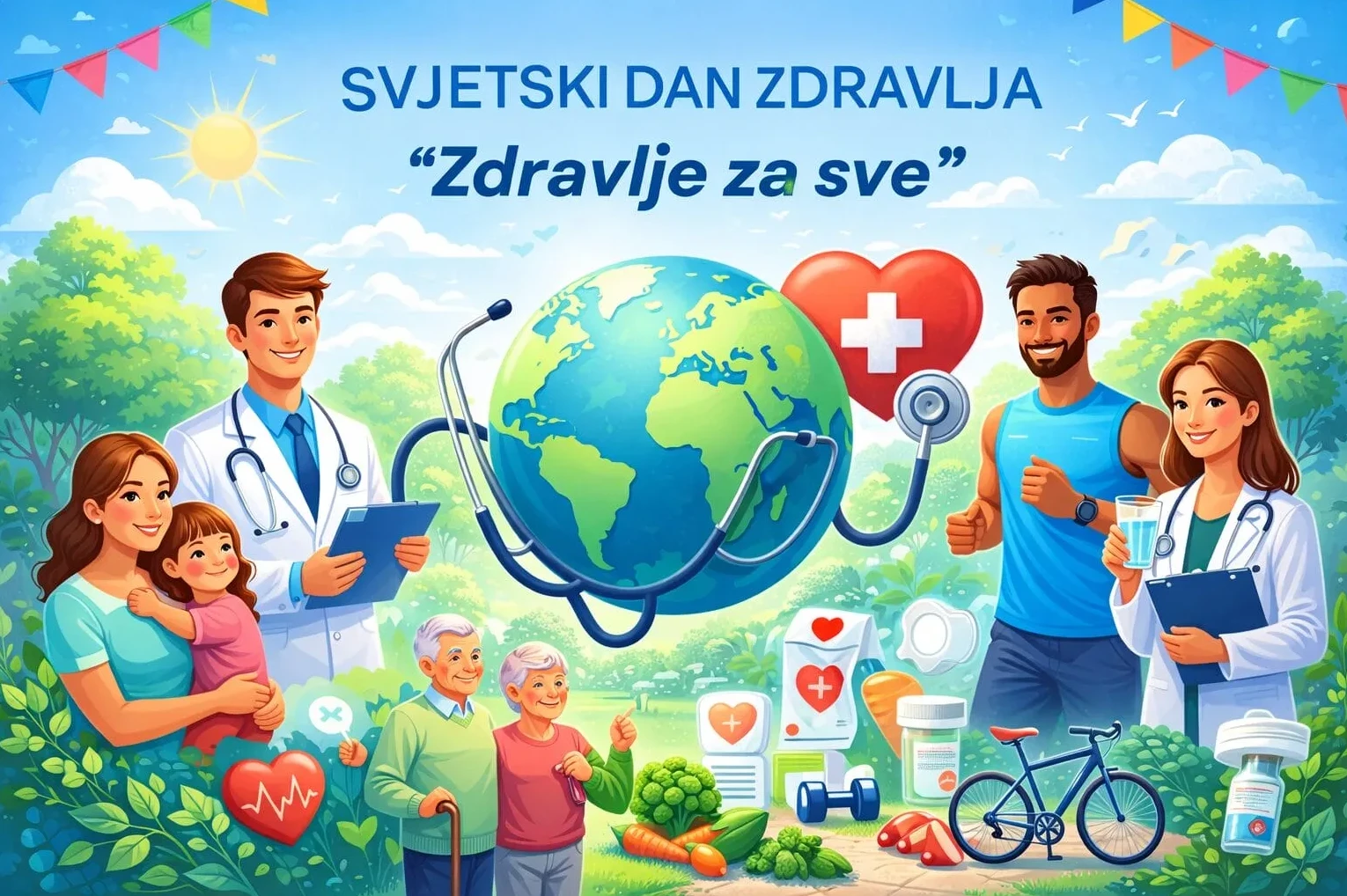 Ilustracija povodom Svjetskog dana zdravlja sa sloganom 'Zdravlje za sve'