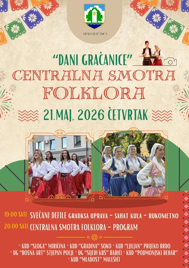 Plakat za manifestaciju "Dani Gračanice" - Centralna smotra folklora.