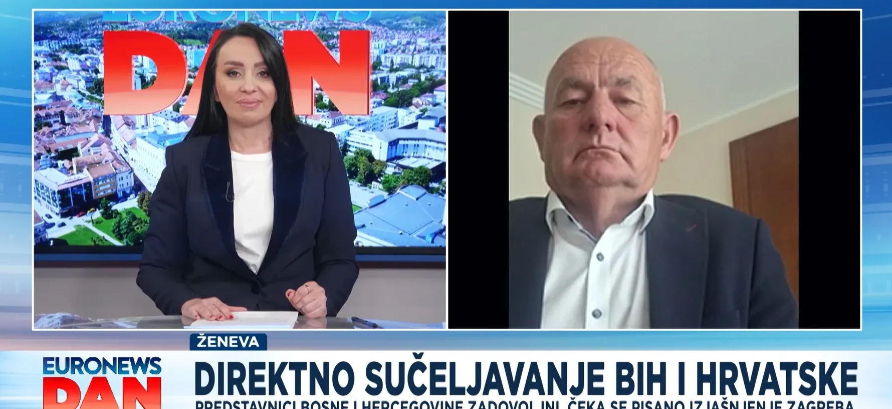 Dnevnik ili emisija "Euronews Dan" s voditeljicom i gostom u studiju.