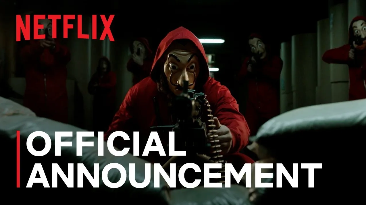 Netflix "Money Heist" "Zvanična Najava" sa "Profesora" u Salvator Dali maski i crvenom kombinezonu sa mitraljezom