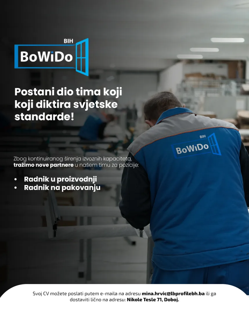 Oglas za posao firme BoWiDo BIH