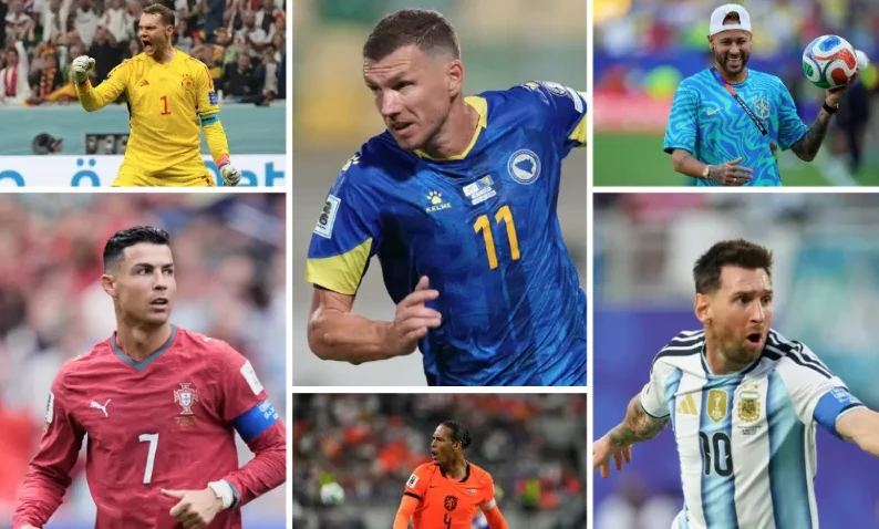 Kolaž poznatih fudbalera: Manuel Neuer, Edin Džeko, Neymar, Cristiano Ronaldo, Virgil van Dijk i Lionel Messi.