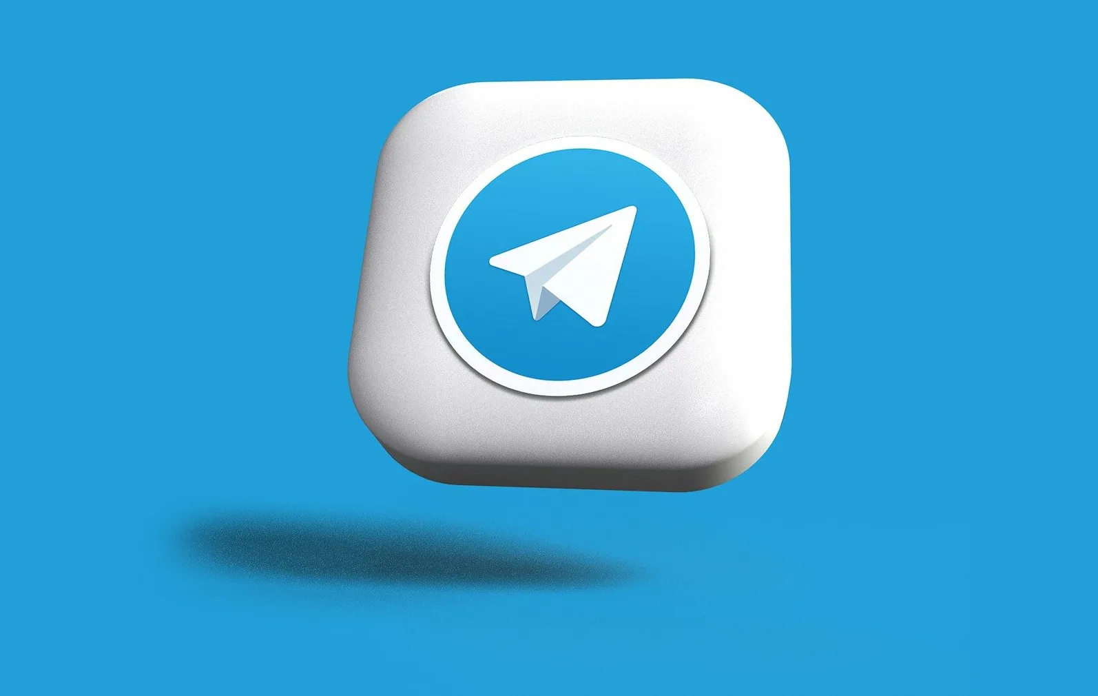 3D render ikone Telegram aplikacije sa papirnim avionom u plavom kruugu.
