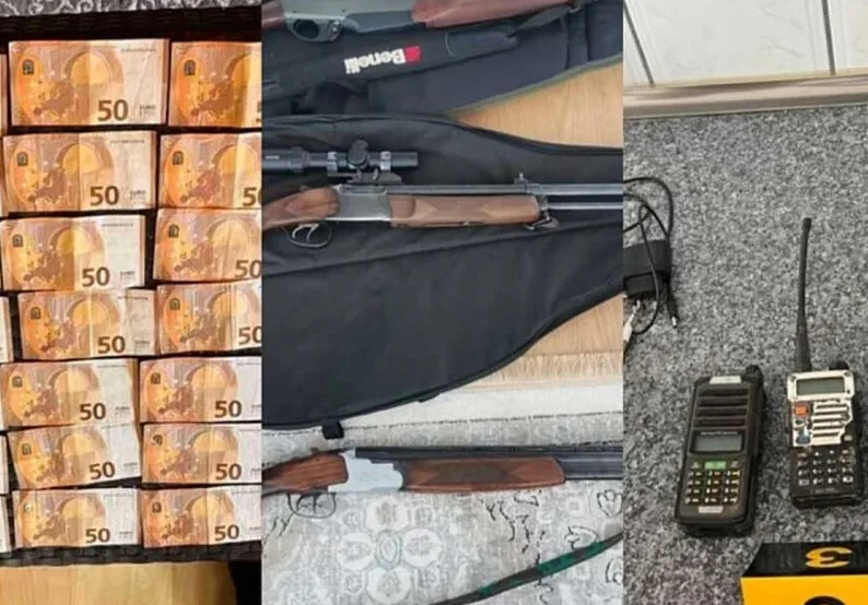 Novčanice od 50 eura, dvije lovačke puške u torbi i dvije ručne radiostanice.