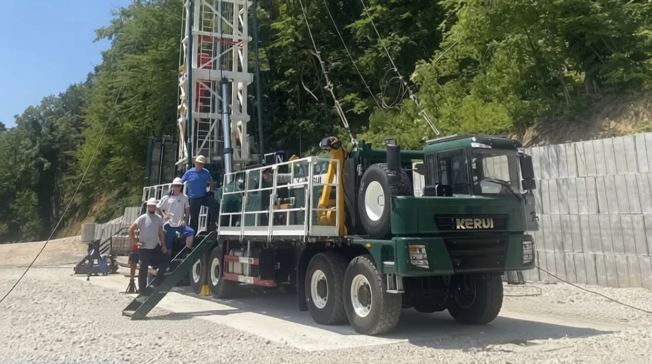 Terenska bušilica i radnici