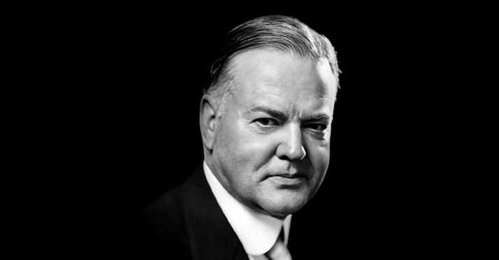 Crno-bijeli portret Herberta Hoovera.