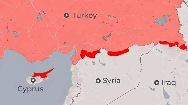Mapa Turske, Kipra i Sirije