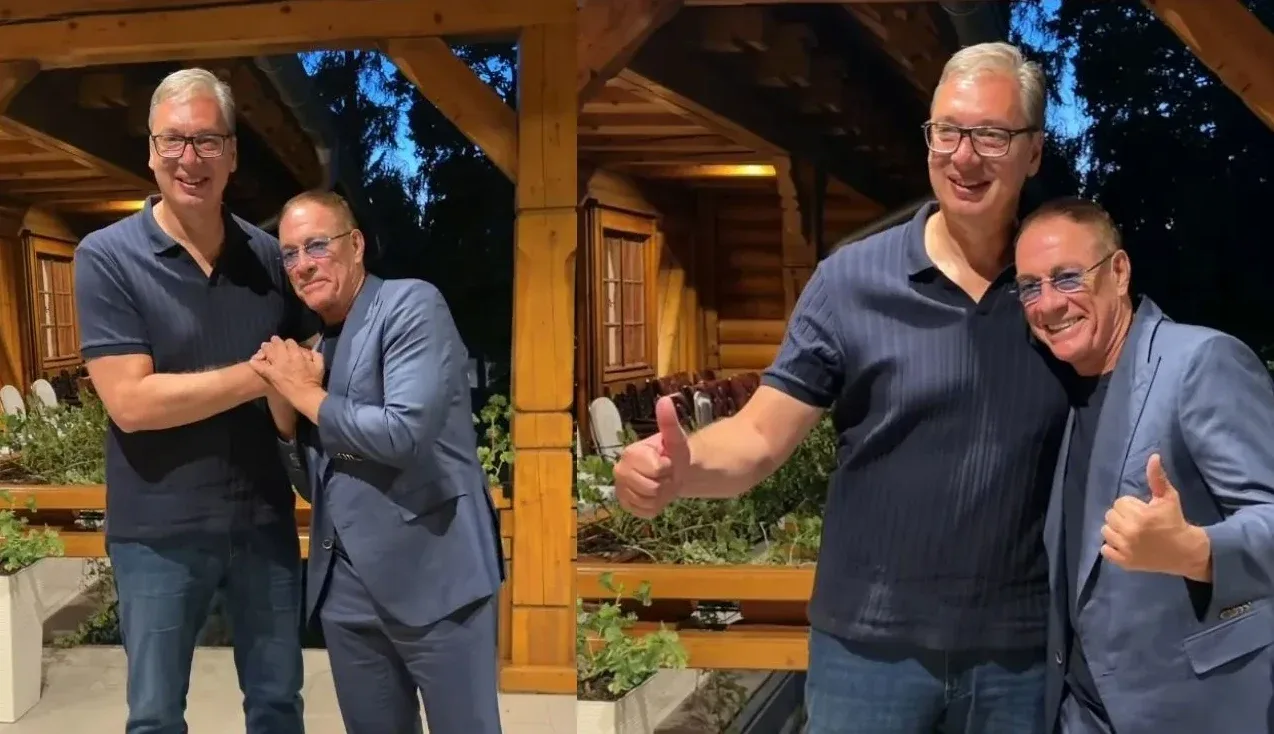 Vučić i Van Damme obaranje ruke