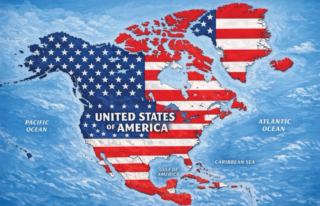 Mapa proširenih Sjedinjenih Američkih Država